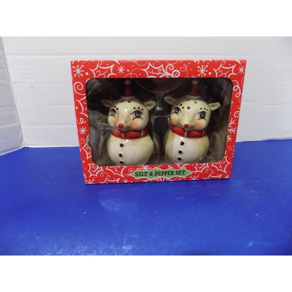 NEW Johanna Parker Design Reindeer Salt and Pepper Shakers Noel Holiday Ceramic - Picture 2 of 5